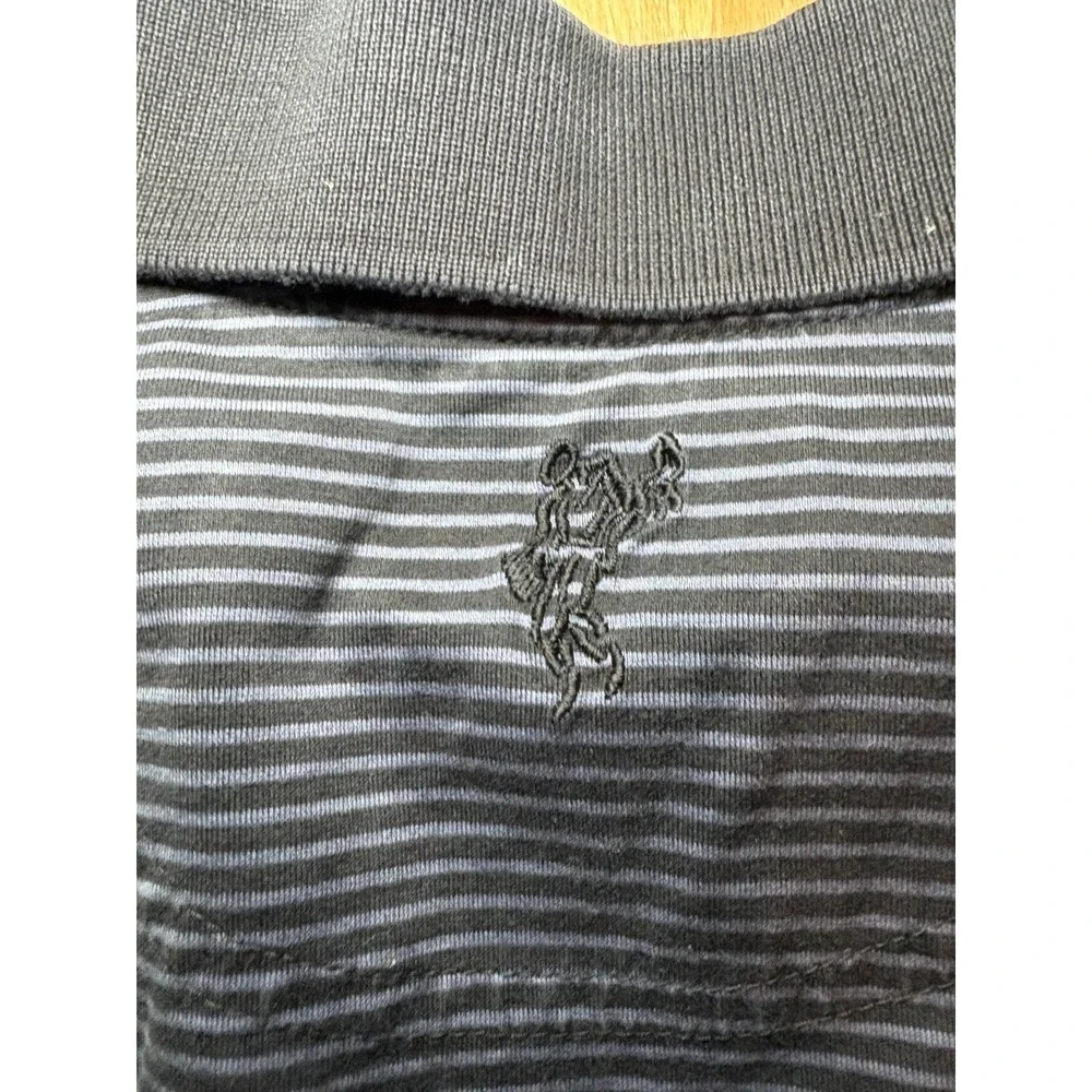Ashworth Black Double Mercerized Cotton‎ Striped Polo Size XL